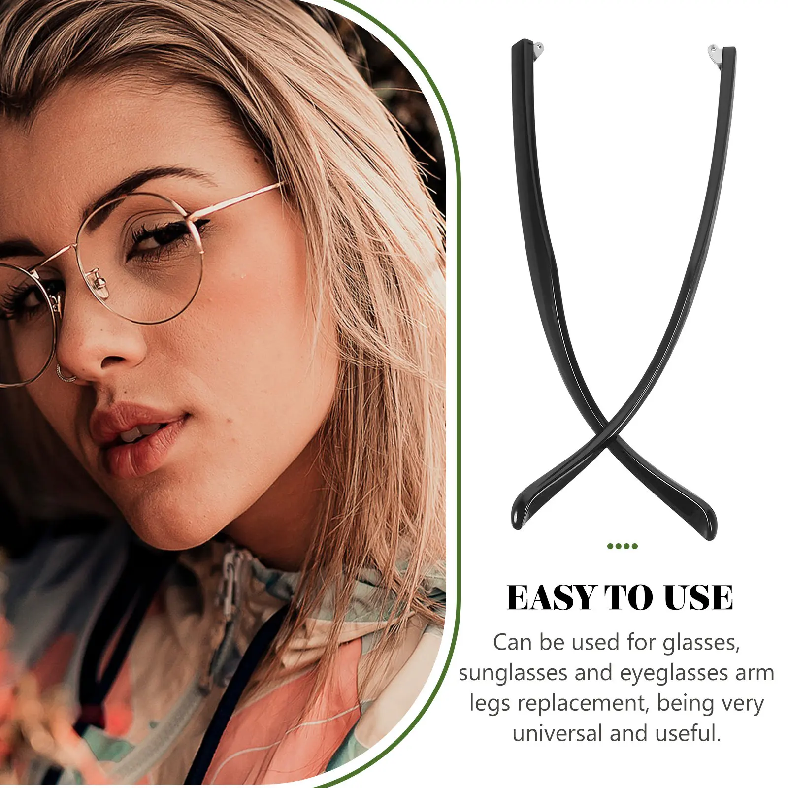1Pair Eyeglasses Arms Replacement Temple Metal Universal Glasses Leg Parts for Frame Repair Stylish Slim Design Pressure Relief
