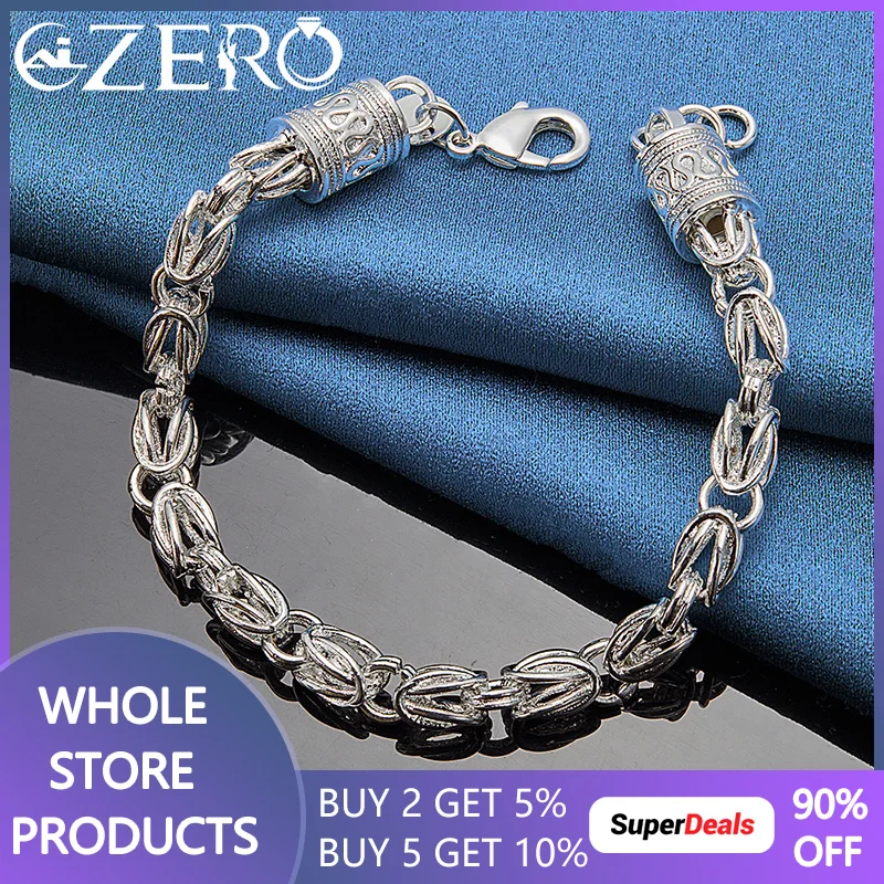 ALIZERO 925 Sterling Silver 5mm Faucet Bracelet Chain For Men Women Fashion Wedding Engagement Party Jewelry Gifts