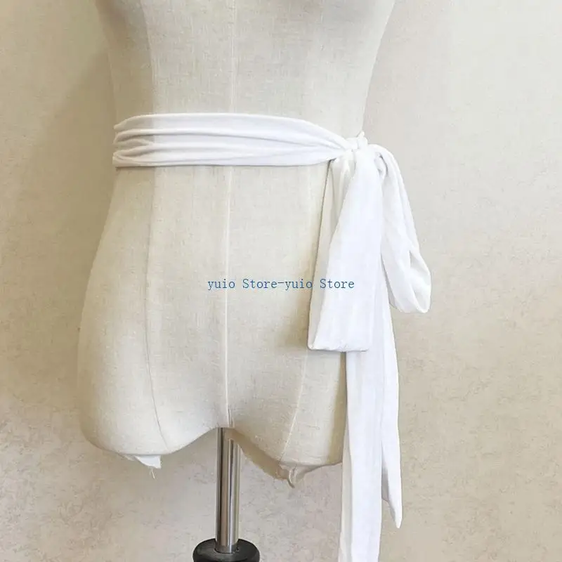 

X7XB Adjustable Long Waistband Soft Polyester Belt Unisex Thin Strap For Dresses Jeans Skirts