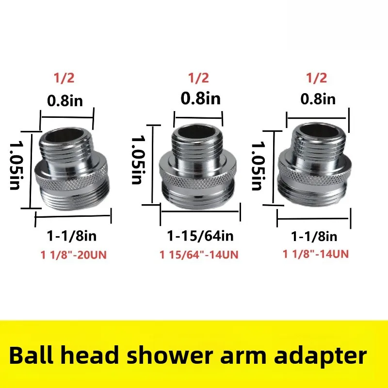 Ball Joint Shower Arm Adapter Convert Old Head to 1.27cm Standard Thread 14UN 20UN Replacement Fitting