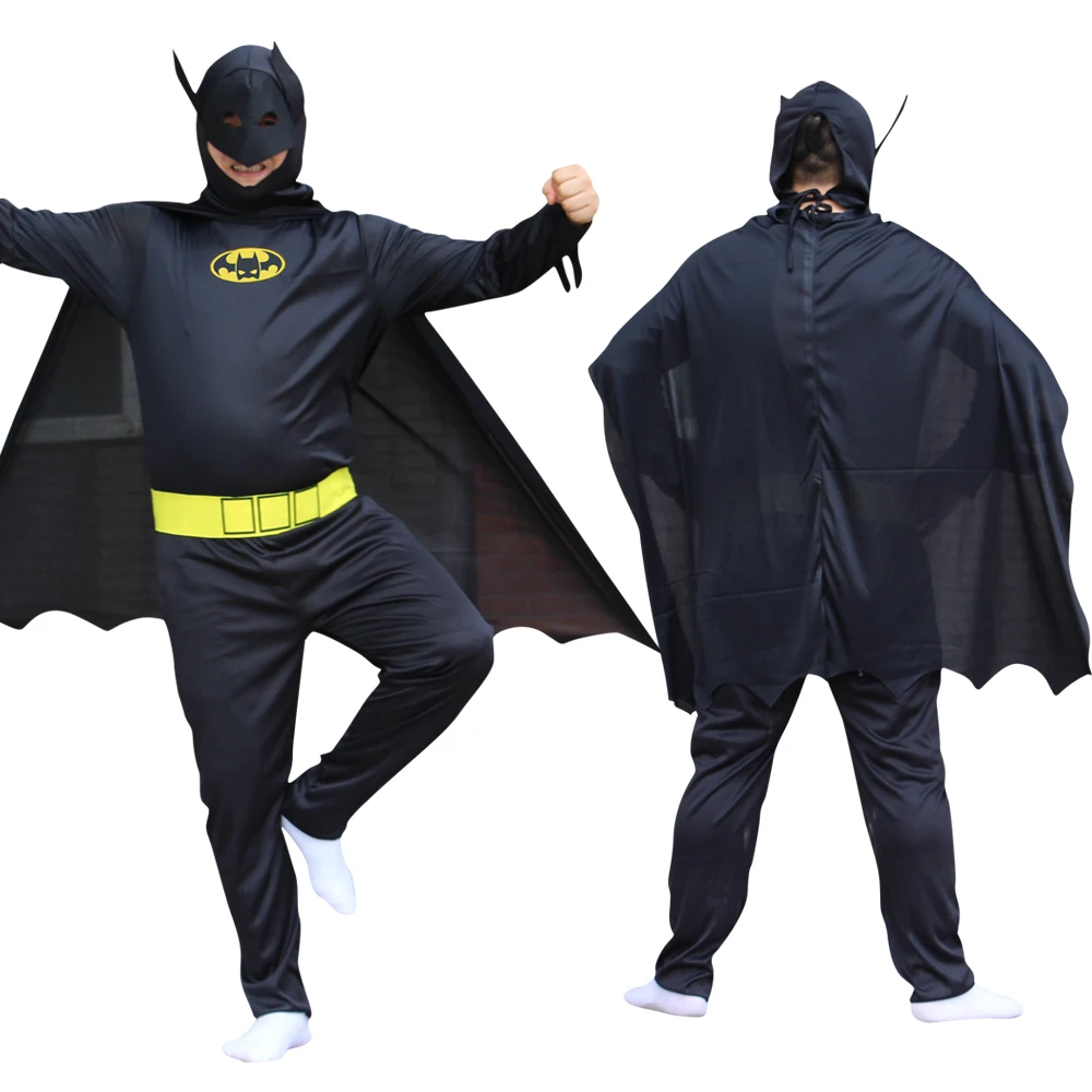 فستان مناسبات الحفلات للبالغين من B a t man مع قناع عباءة مكون من 3 قطع لعرض الشكل