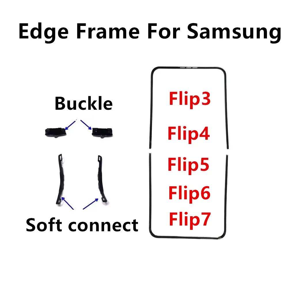 Tiras de borde para Samsung Galaxy Z Flip 7 6 5 4 3 F766 F741 F731, pieza de reparación de bisel de carcasa de marco intermedio + Conector de hebilla