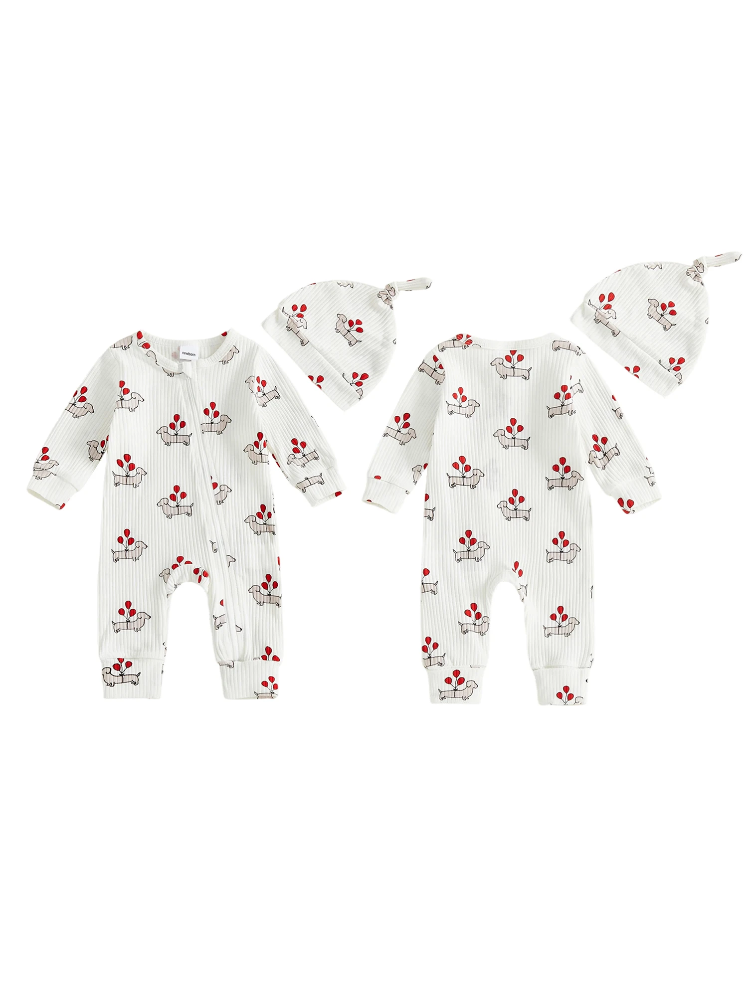 

Adorable Baby Winter Outfit Bear Print Hooded Jumpsuit with Matching Mittens and Booties 3 Piece Set for Newborn Boys Girls