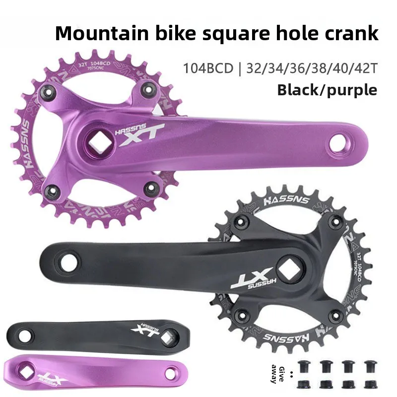 

Шатун с квадратным отверстием для горного велосипеда с положительными и отрицательными зубьями 104BCD, модифицированный однодисковый шатун, скорость 9/10/11