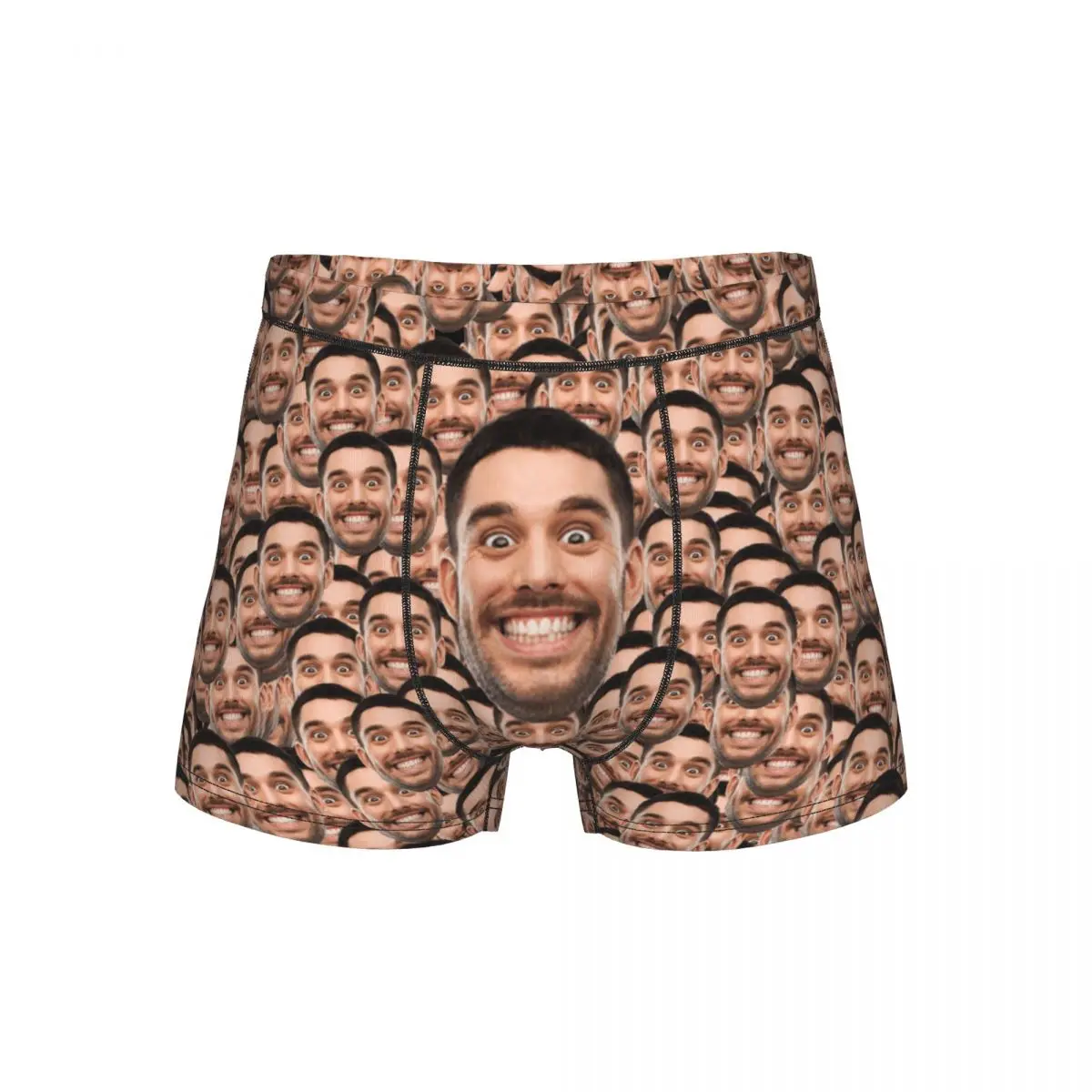 Men Custom Personalized Face Photo Long Underwear Novelty Boxer Briefs Shorts Panties Male Soft Underpants Plus Size