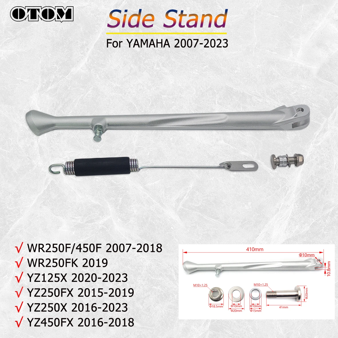 Motorcycle Parking Side Stand For YAMAHA WR250F/450F WR250FK YZ125X YZ250FX YZ450FX Spring Screw Nut Forged Kickstand