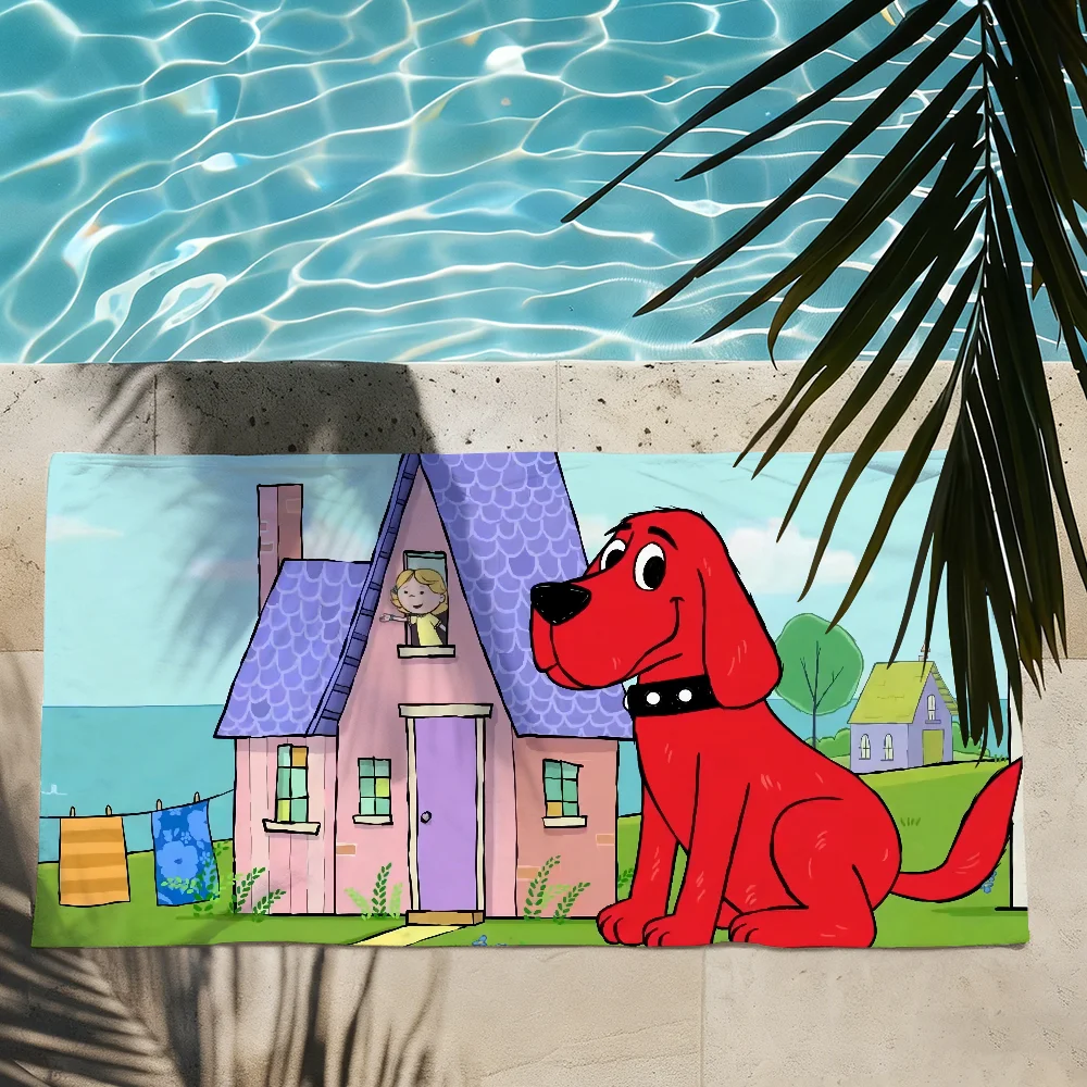 Cartoon Clifford the Big Red Dog Towel Shower Sauna Travel Spa Quick Dry Gym Accessories Soft Large Beach Towels view 2