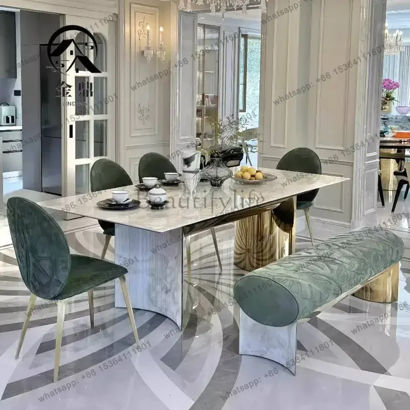 LSDesigner Marble Dining Table Luxury Extendable Nordic Modern Dining Table Living Room Conference Muebles Para Hogar Furniture