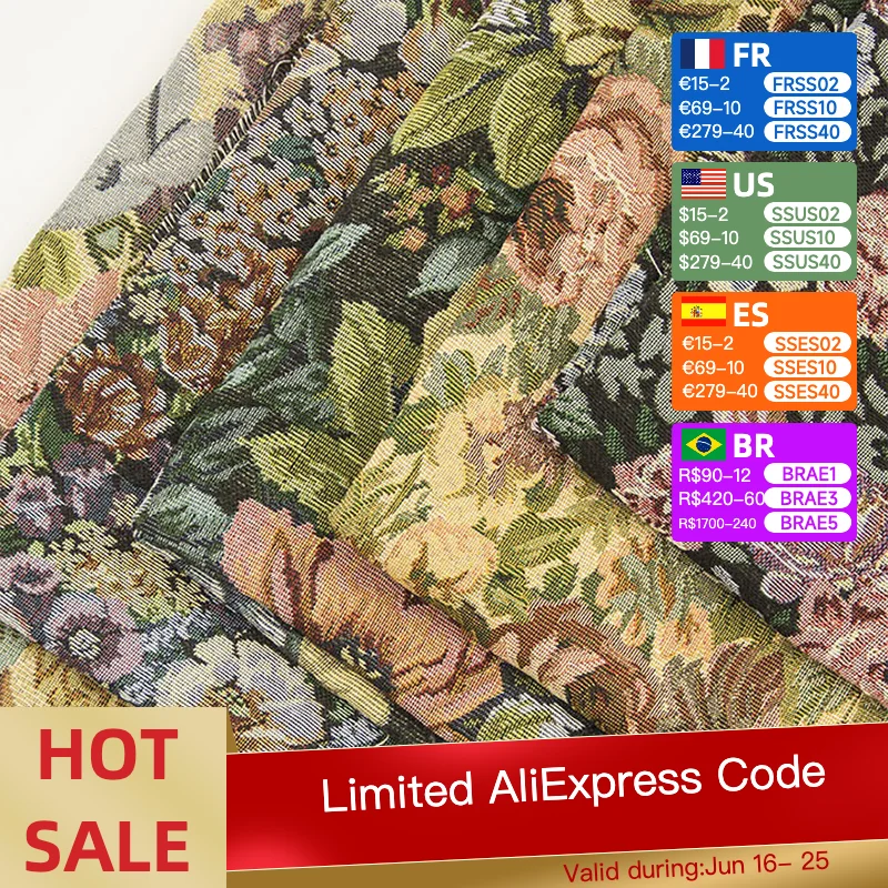 

1/2M Factory Outlet Vintage Yarn-dyed Fabric Sewing Skirt Luggage Sofa Pillow Fabric Home Textile National Style Jacquard Fabric