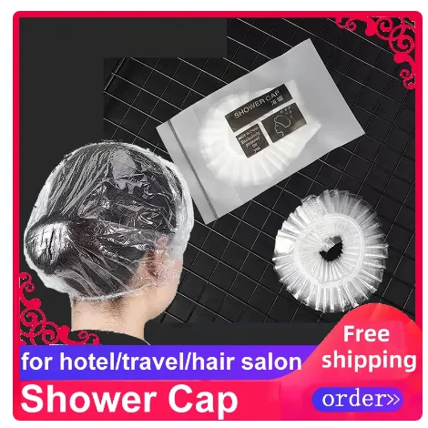 Gorro desechable transparente elástico para Hotel, gorro de baño, belleza, salón de belleza, suministros de Hotel, envío gratis