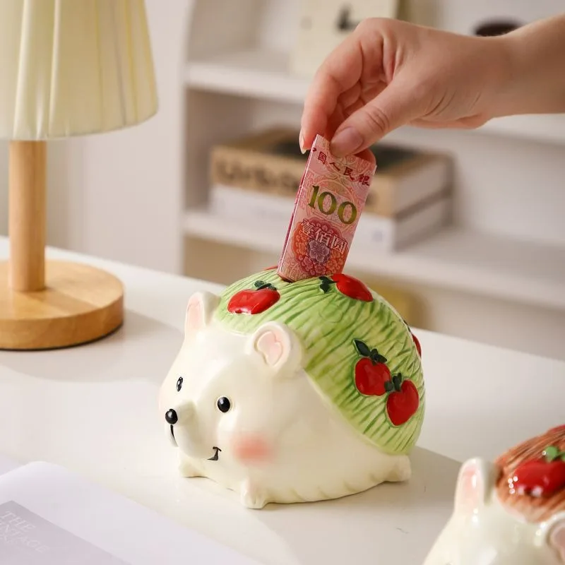 저금통 Creative and Cute Piggy Bank Underglaze Color Hedgehog Animal Shape New Money Boxes Desktop Decoration Ornaments Tirelire