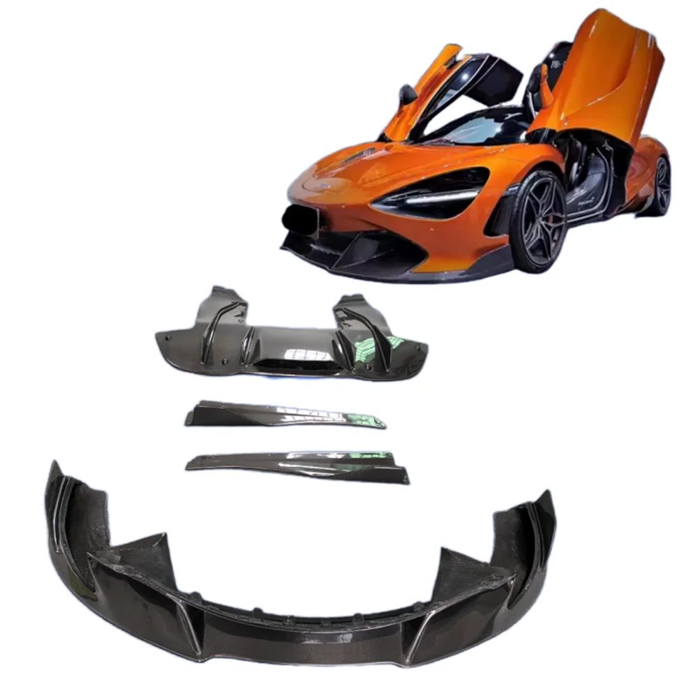 

V-образный комплект кузова для McLaren 720-х годов, комплект кузова из углеродного волокна, передний и задний диффузор для губ, боковая защита