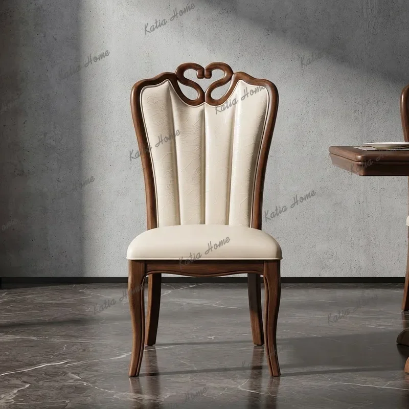 LSComfortable Leather Dining Chairs Modern High Backrest Minimalist European Style Leisure Seating for Kitchen Living Room
