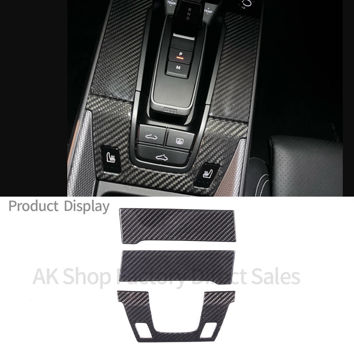 For Porsche 911 992 2019-2022 Real Carbon Fiber Car Central Control Seat Adjustment Switch Panel Cover Sticker Double Hole Part