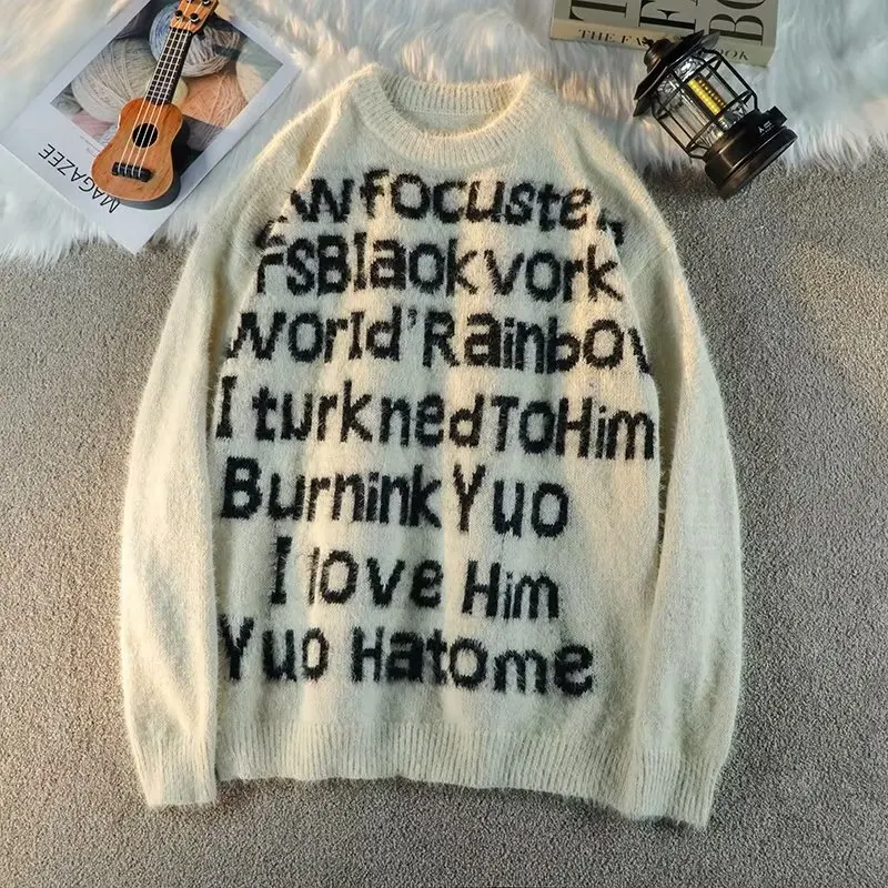 

Loose Fit Men's Knitwear round Ne Sweater Casual Embroidered Big Size Comfortable Winter Faion Polyester Fiber Long Sve