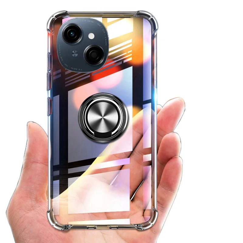 Voor Tecno Spark 40 Pro 40C Case Adsorbeerbare Ring Transparante Airbag Siliconen Shell Voor Tecno Spark 40 Pro Plus 40C cover Fundas