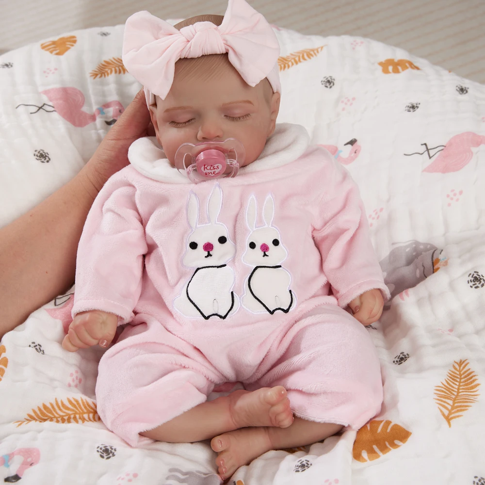 Muñeca Reborn Bebe pintada de 49CM, muñeca para dormir para recién nacido Rosalie, pelo suave dibujado a mano, tono de piel 3D, venas visibles