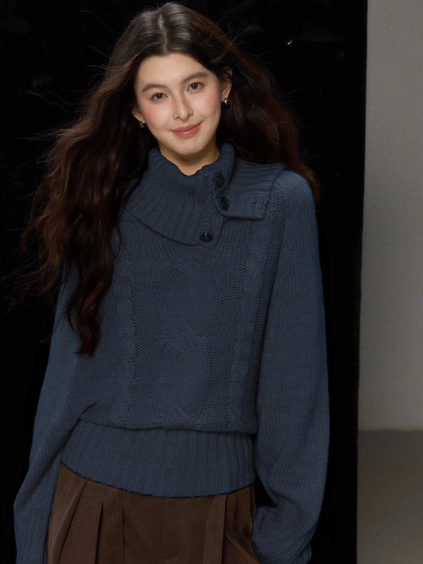 

Женский вязаный свитер с высоким воротом и свободным кроем, осенне-зимний, новый, комфортный, теплый, модный дизайн, из шерстяной пряжи