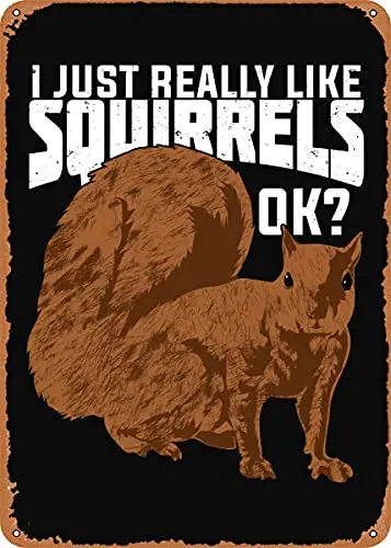 

Squirrels Animal Lover Vintage Look Metal Sign Art Prints Retro Gift 8x12 Inch