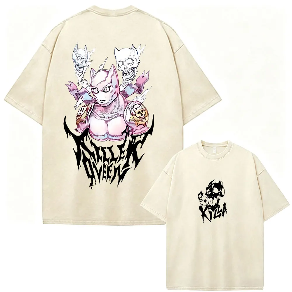 Anime JoJo Bizarre Adventure Stone Ocean Kujo Jolyne Vintage Washed T Shirt Men's Women Clothing Casual Short Sleeves T-shirts - view 6