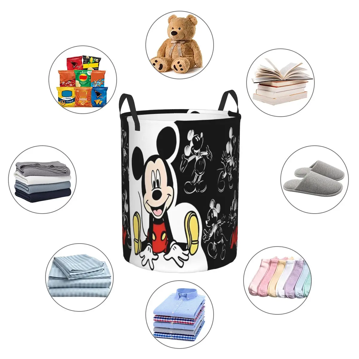 Disney Mickey Mouse Minnie Decor Laundry Baskets Hamper Decorative Storage Basket for Living Room