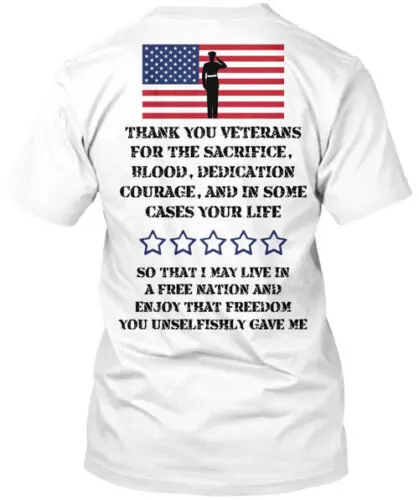 Thank You Veterans Flag  T-Shirt Made in the USA Size S to 5XL