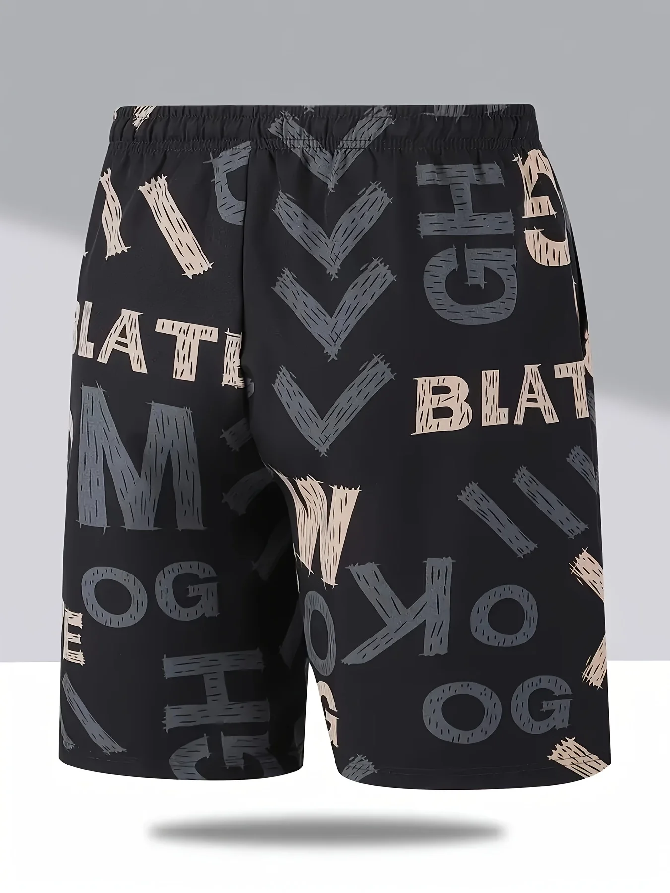 Pantaloncini sportivi casual da uomo con coulisse e pantaloni elasticizzati, stampa di lettere, Trendyy e alla moda, stile a colori contrastanti, adatti per correre, escursioni, spiaggia e abbigliamento casual