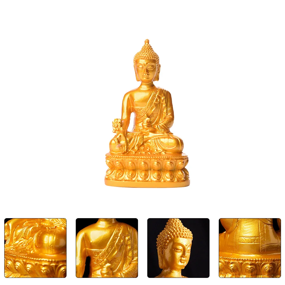 

Golden Buddha Statue Resin naments Unique Design Home Decor Bodhisattva Craft Table Shelf Cabinet Lovely Gift