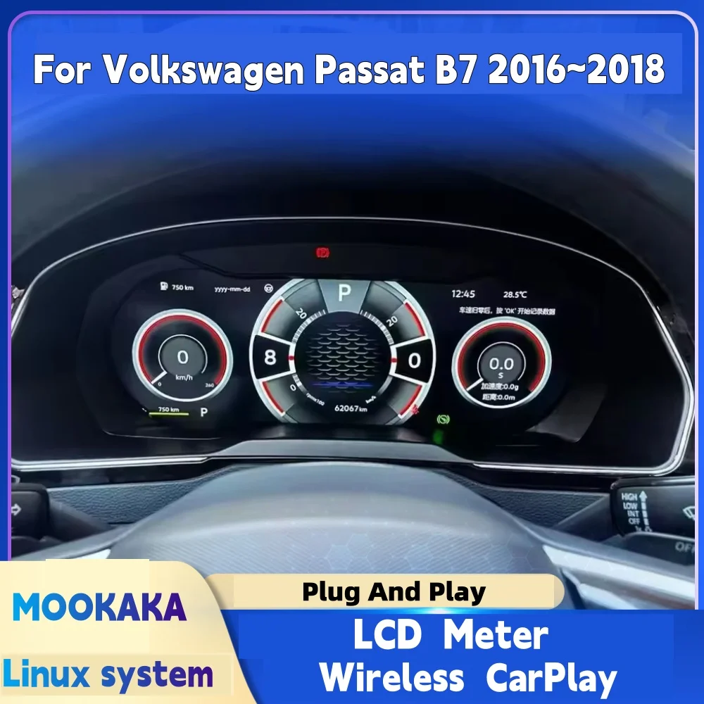 Digital Dashboard For Volkswagen Passat B7 2016 2017 2018 Car Cluster LCD Speed Meter Virtual Cockpit Panel Head Unit