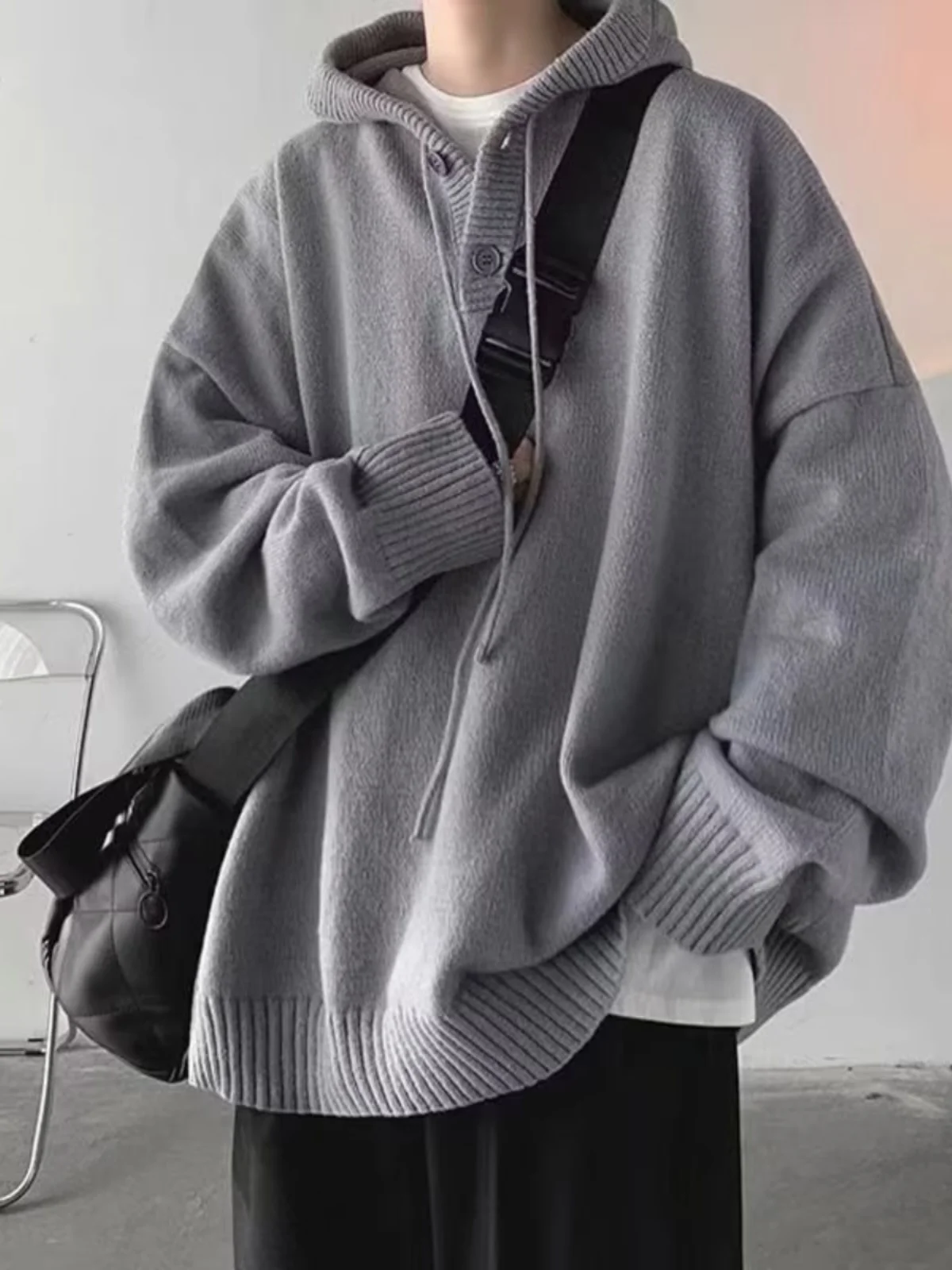 

Мужская толстовка в японском ретро-стиле: осенне-зимний свободный повседневный вязаный свитер-кардиган, универсальная удобная верхняя одежда