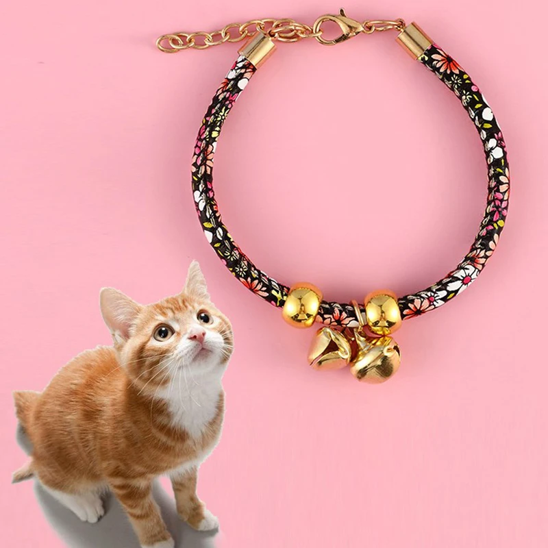 Adjustable Cat Collar Cartoon Colorful With Bell Safety Bell Ring Necklace For Puppy Kitten Pet Accessories