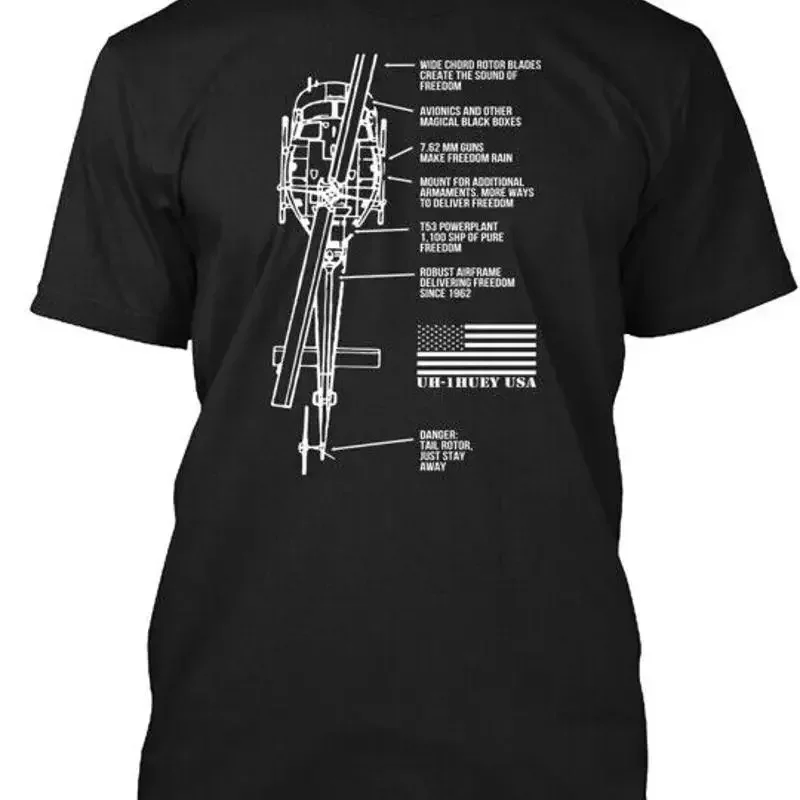 Uh 1 Huey Helicopter Vietnam Brings Freedom T Shirt Made in USA Size S to 5XL