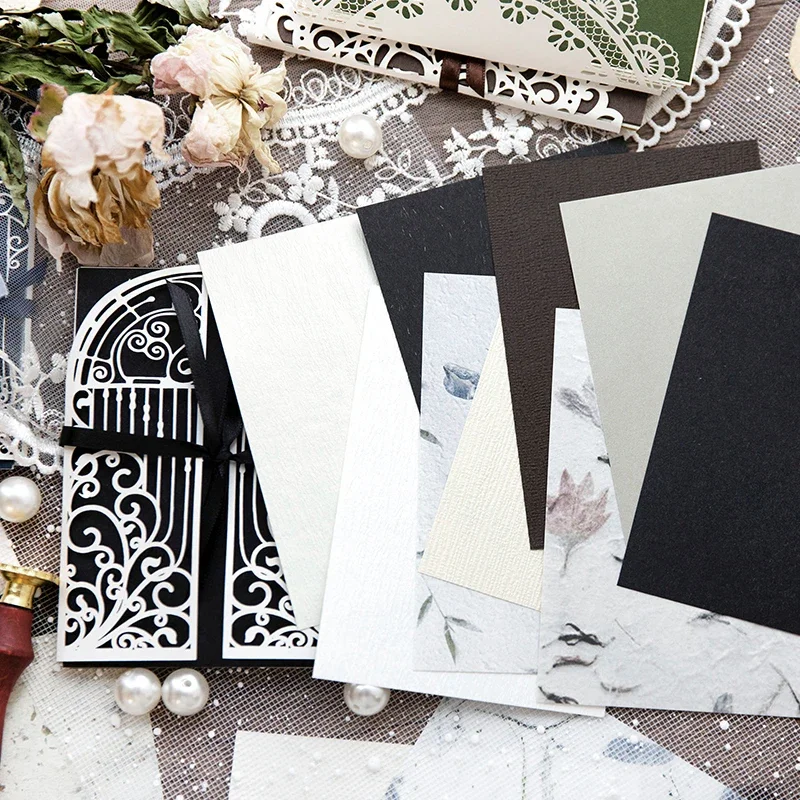 30pcs Lace Hem Series Paper Pad Hollow Vintage Lace Journal Collage Decoration 6 Styles Cute Decoration