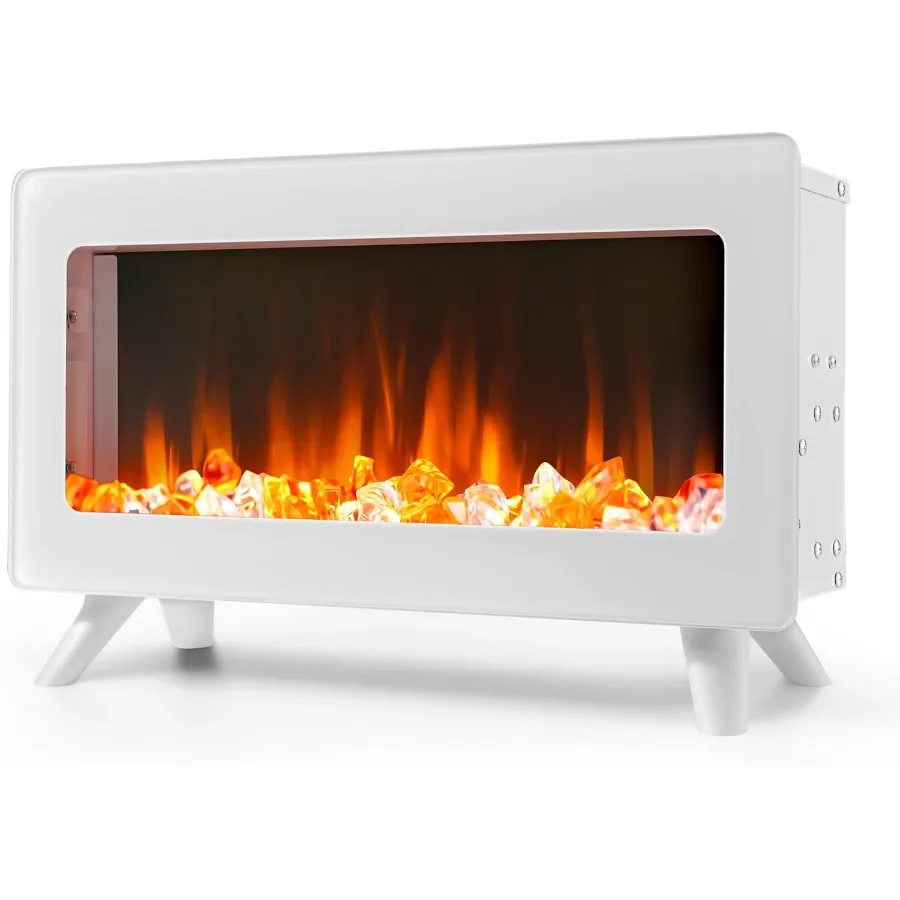 سخان كهربائي صغير 16 بوصة للمكتب المنزلي أو غرفة المعيشة - تصميم قائم بذاته مع لهب LED ثلاثي الأبعاد قابل للتعديل