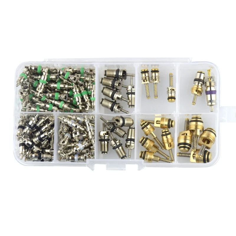 134pcs R12-R134a Kit A/C Schrader-Valve Cores Assortment Kit Schrader-Valve Core