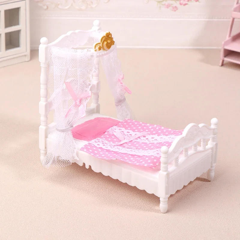 

1/12 Dollhouse Princess Bed Bedsheet Mosquito Net Kit Dollhouse Bed Room Furniture Decoration Dolls House Accessories
