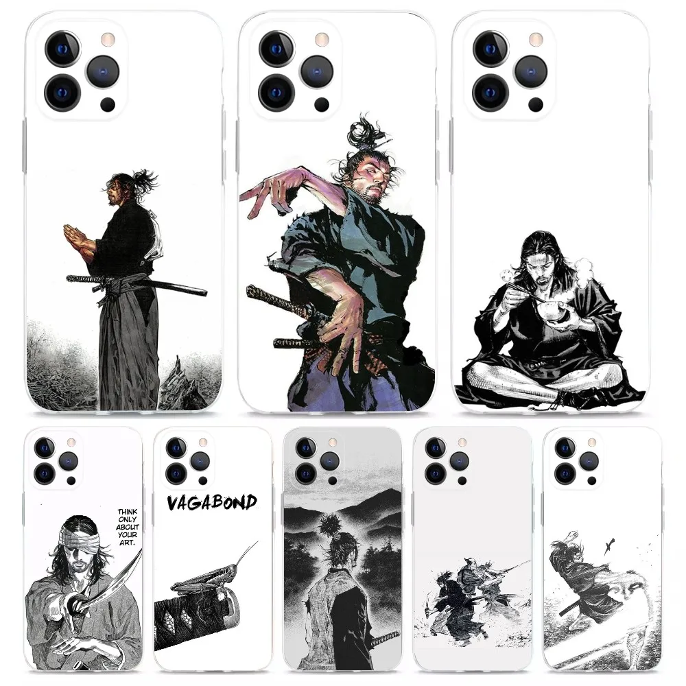 Vagabond Miyamoto Musashi Phone Case For iPhone 16,15,14,13,12,11 Plus,Pro,Max,XR,XS,X,7,8 Plus,SE,Mini Transparent Shell