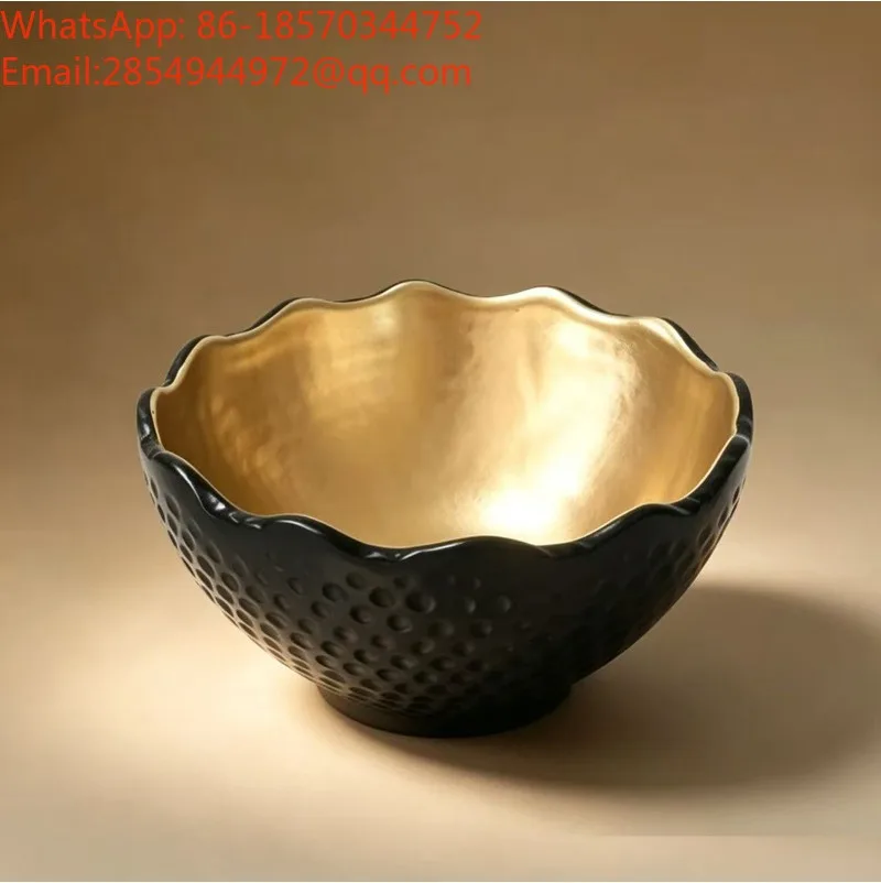 Light Luxury Black Fruit Plate Ornament Hotel Restaurant Model Room Irregular Art Snack Nut Fruit Bowl Ornament