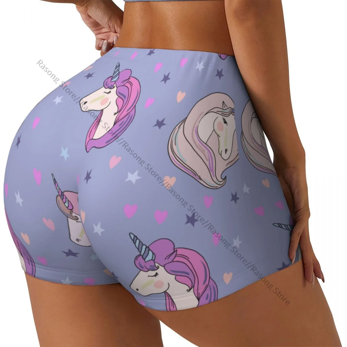 Sexy tight hip sports shorts Galaxy Fantasy Pink Unicorns fitness women's comfortable yoga shorts