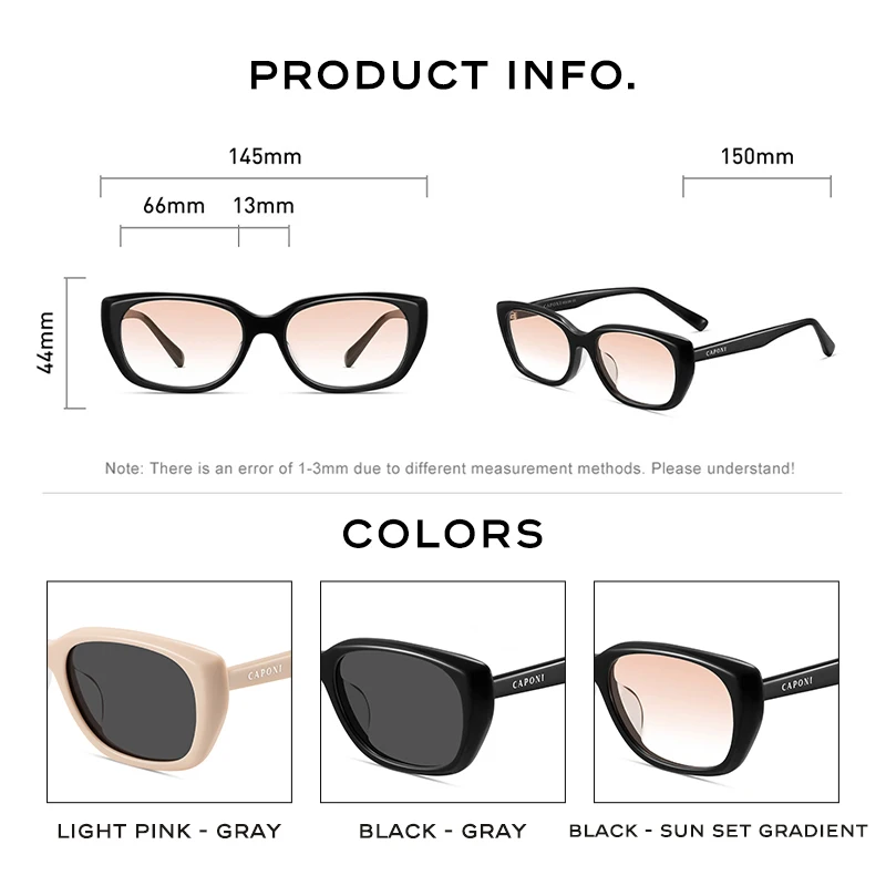 CAPONI Pink Gradient Sunglasses For Women New Cat Eye Design Fashion Sun Glasses Original Brand Trending Eyewear UV400 BB2351