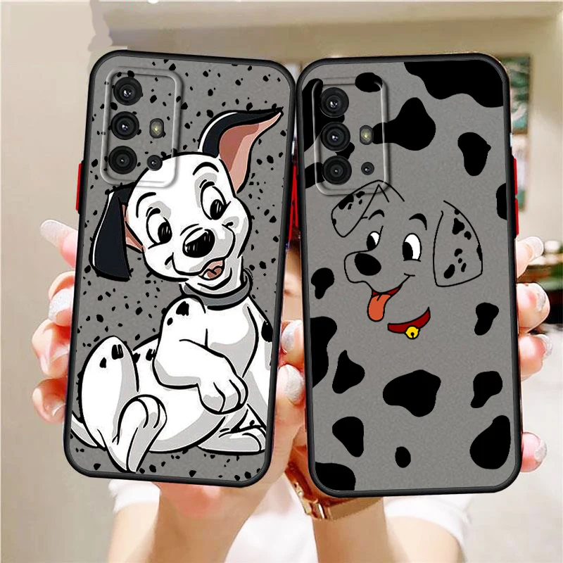 Design101 Spotted Dog Cartoon Frosted Translucent For Samsung A53 A52 A33 A32 A51 A71 A21S A13 A73 A50 A22 A12 5G Matte