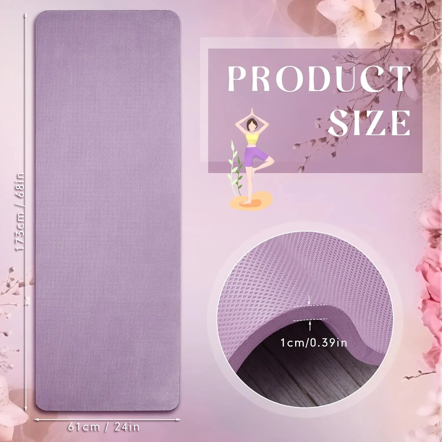 6 Pcs 10mm Thick Yoga Mat Bulk 68 x 24 Inches Assorted Colors Exercise Mat Anti Slip Tear Resistant Exercise Yoga Mat for Kids