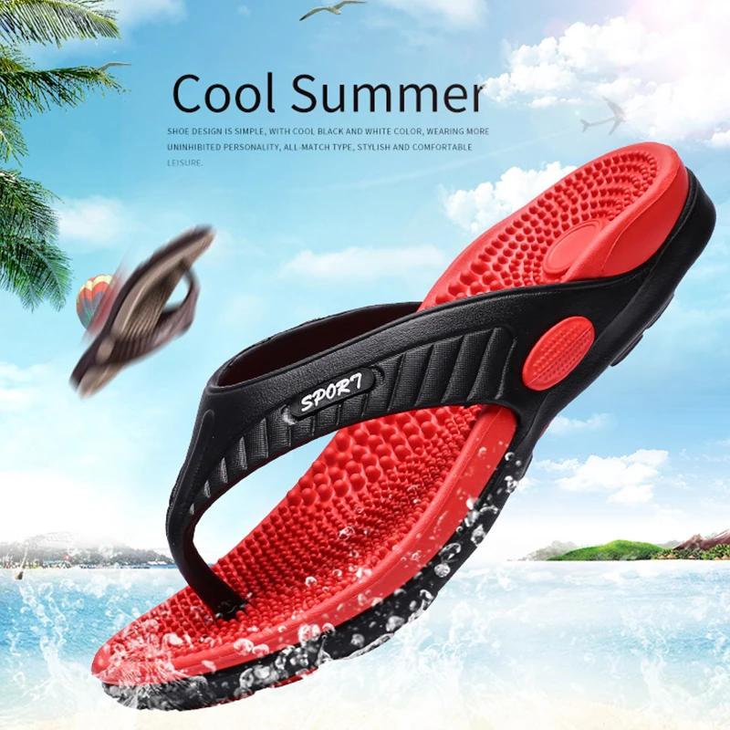 Brand Massage Granules Men\'s Flip-flop Soft Original Men Slippers Slide Beach Casual Shoe 2022 Summer Good for Health Men Sandal