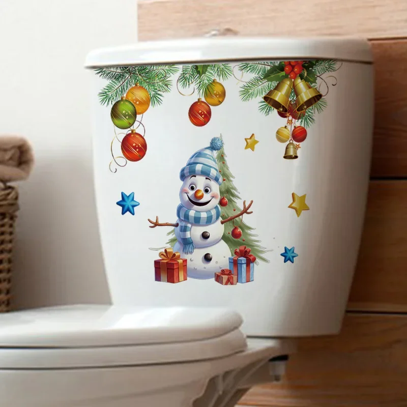 Christmas Day sticker toilet bathroom toilet lid beautify home self-adhesive