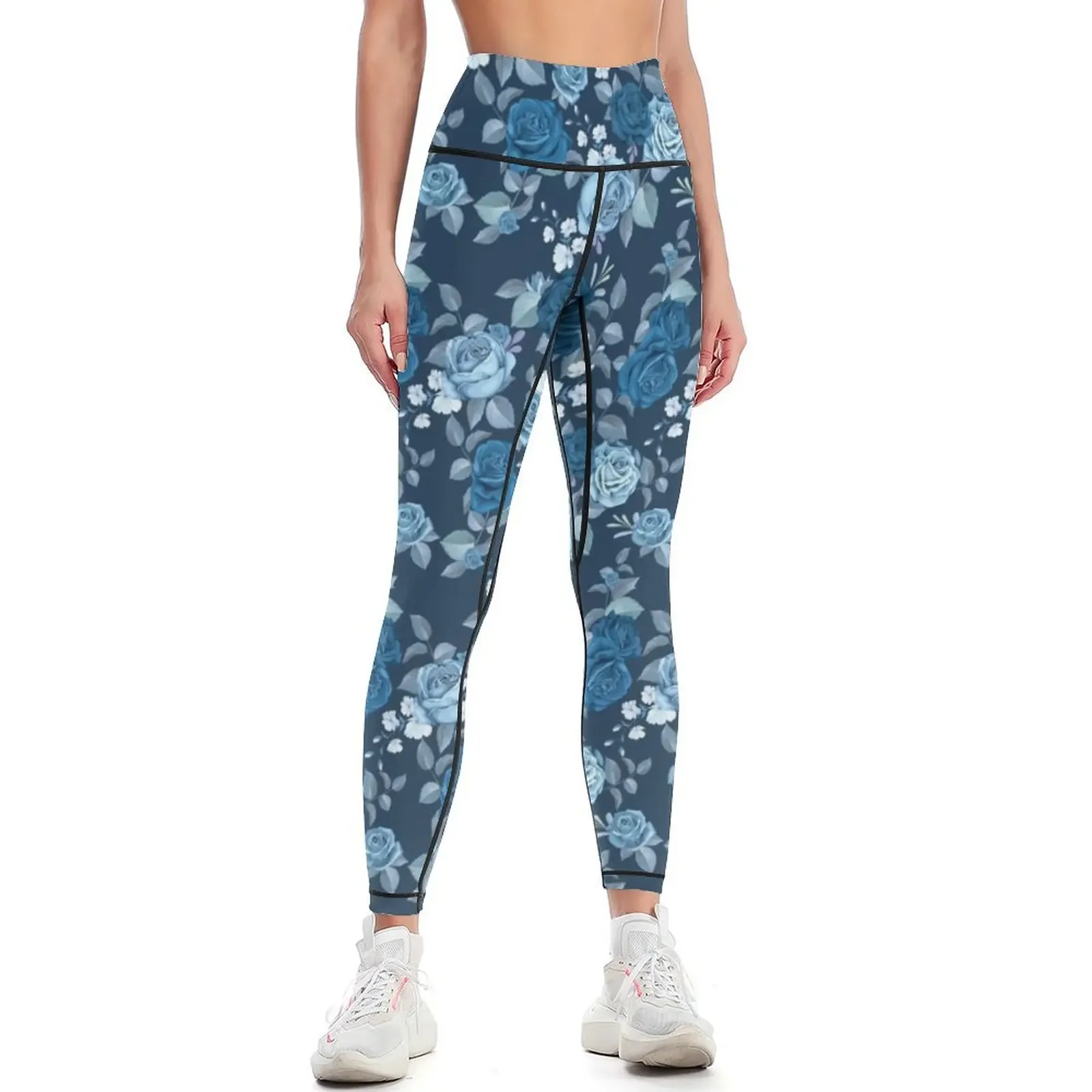 

Blue Roses Leggings sporty woman gym Sportswear woman gym Leginsy push up Fitness clothing Womens Leggings