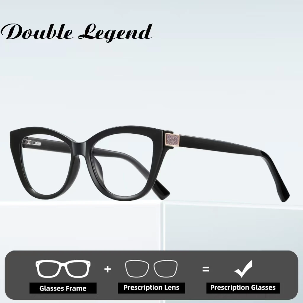 Double Legend Classic  Cat's Eye Design Women's Anti-Blue Light Reading Myopia Glasses Photochromic Customizable Prescription