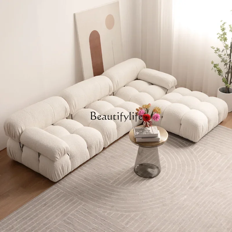 Fabric lamb wool sofa creative living room bread module combination sand