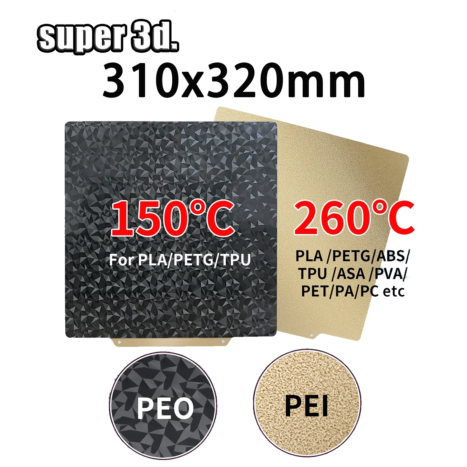 PEI-пластина для 3D-принтера Creality Ender 3 Max, CR10S, 310x320 MegaX, термостойкая магнитная пластина PEI/PEO для 3D-печати
