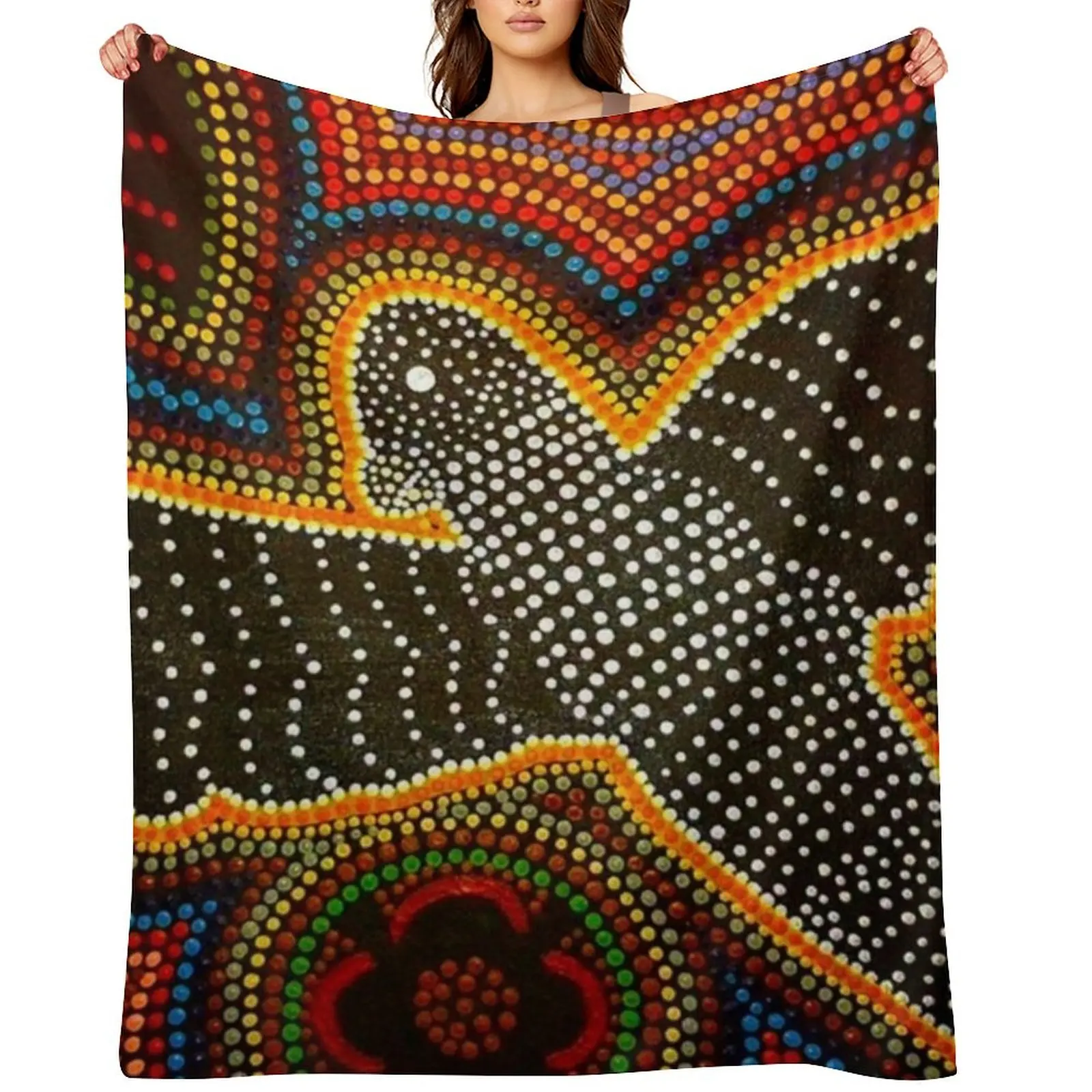Black cockatoo - dreaming Throw Blanket Single blankets ands Stuffeds Designers Blankets