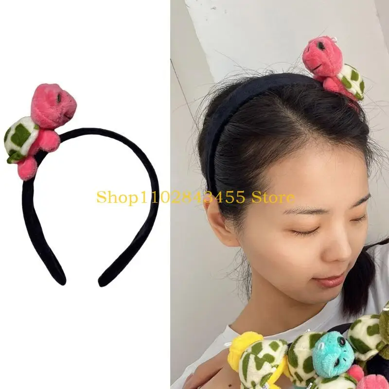 

49MC Plush Cartoon Brooch Pin 3D Tortoise Hair Rope Hairstyling Band Kids Hair Decors
